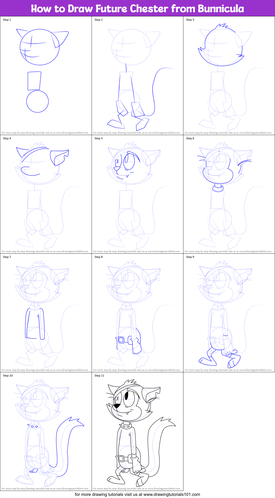 How to Draw Future Chester from Bunnicula Printable Step by Step