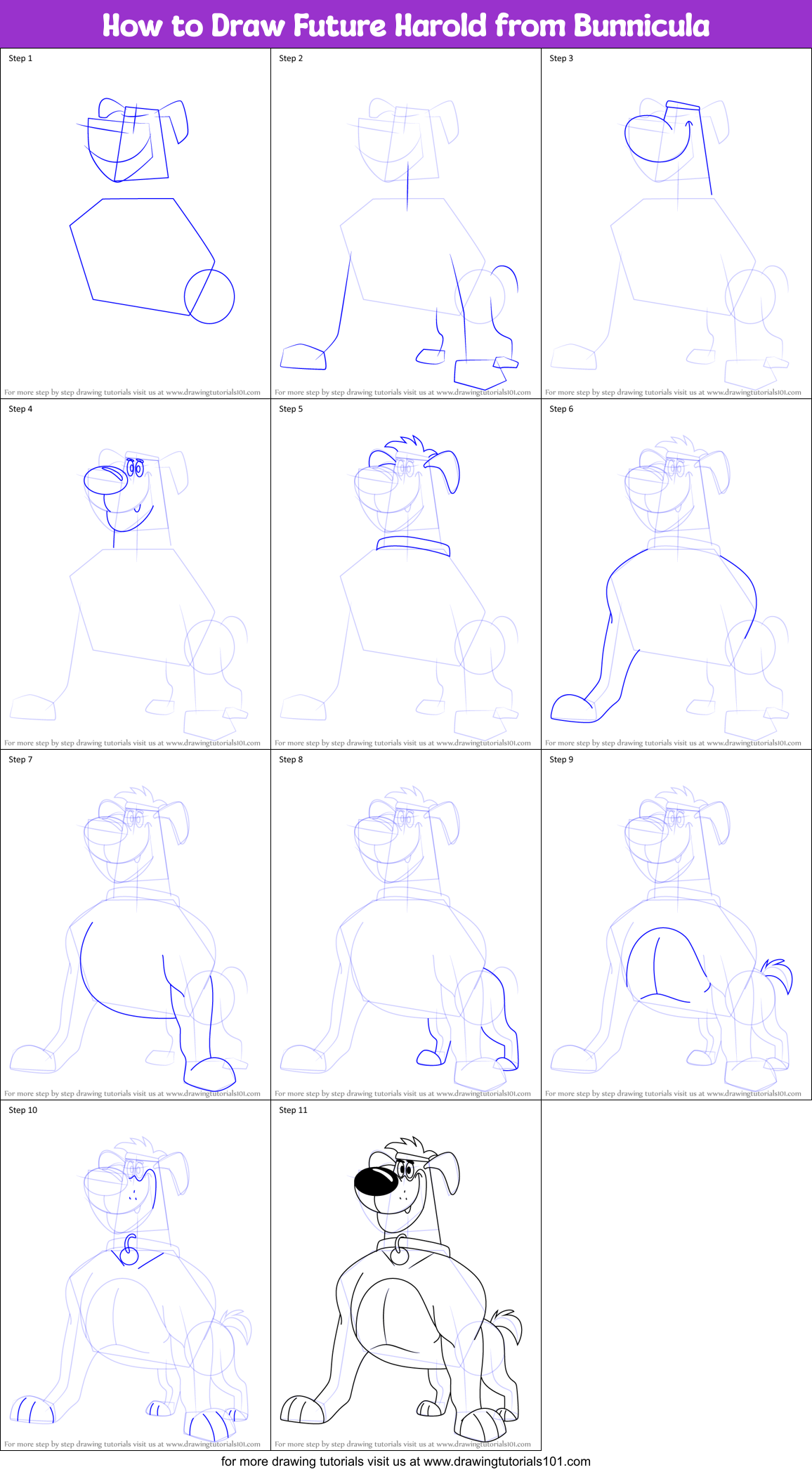 How to Draw Future Harold from Bunnicula Printable Step by Step