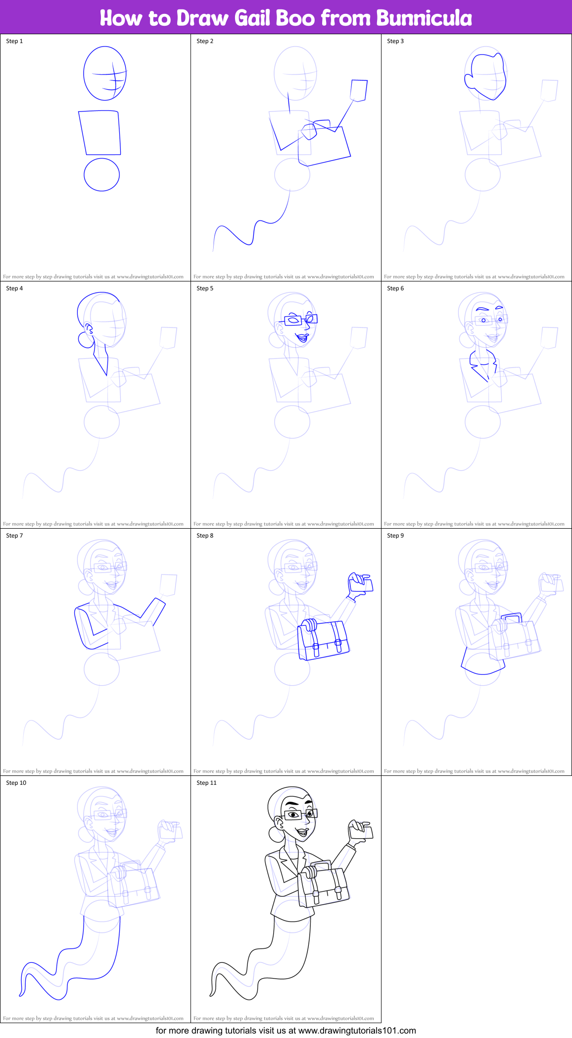 How to Draw Gail Boo from Bunnicula Printable Step by Step