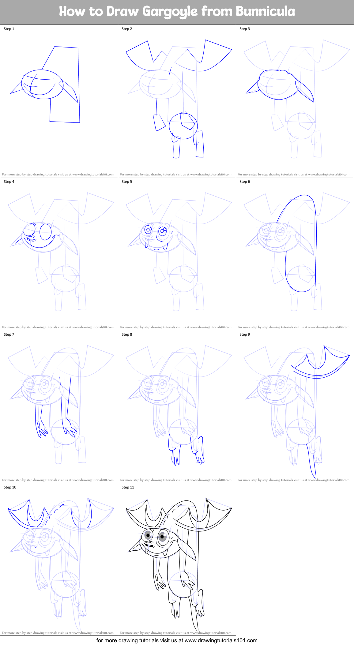 How to Draw Gargoyle from Bunnicula Printable Step by Step