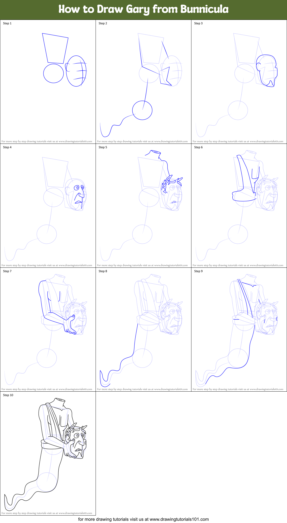 How to Draw Gary from Bunnicula Printable Step by Step