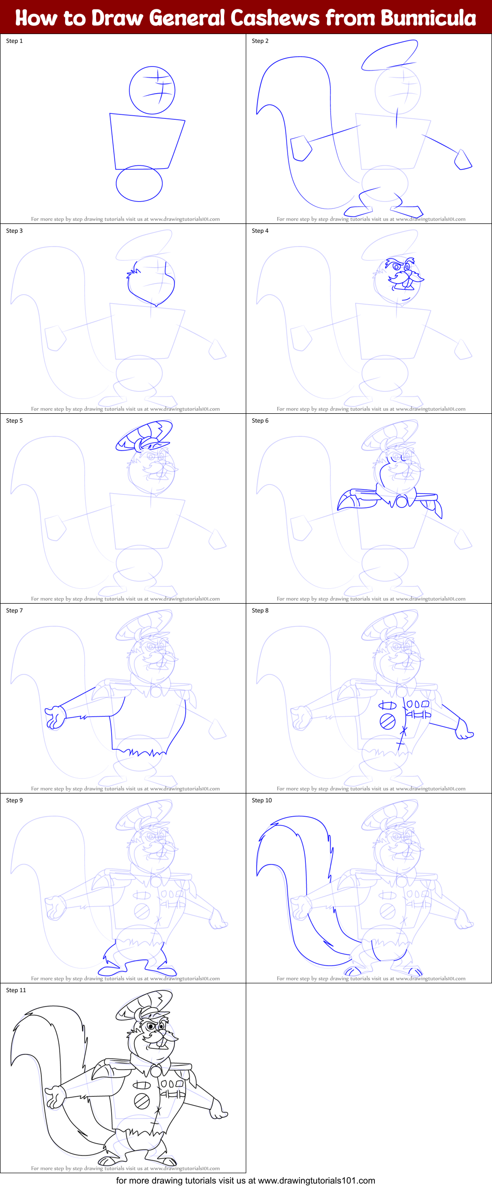 How to Draw General Cashews from Bunnicula Printable Step by Step