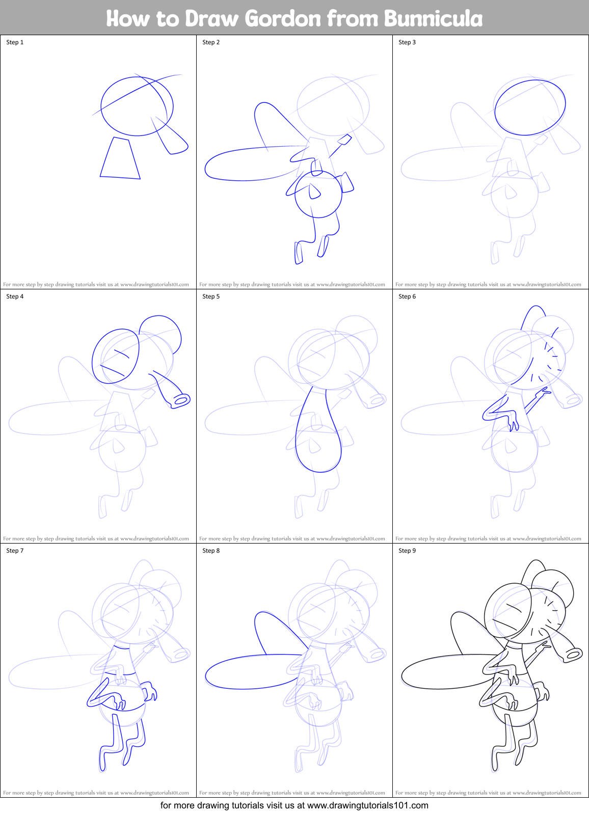 How to Draw Gordon from Bunnicula Printable Step by Step