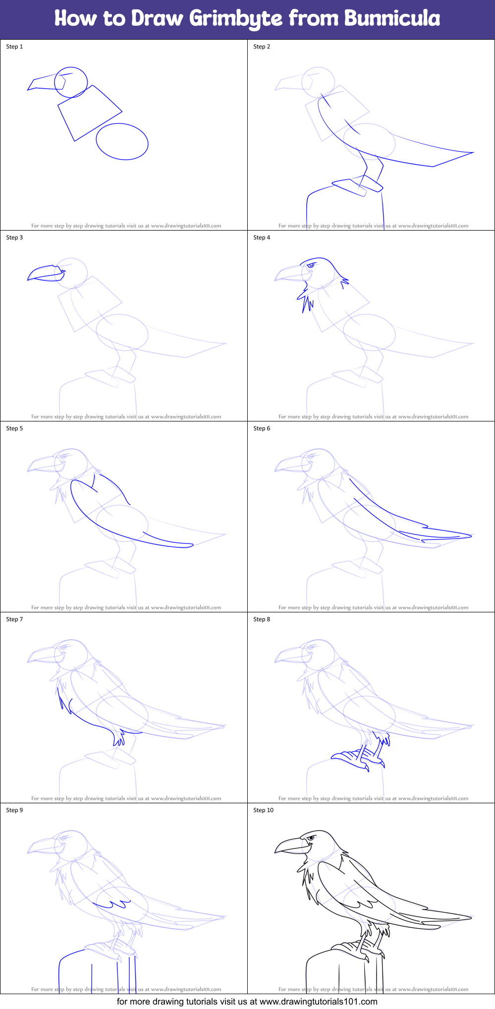 How to Draw Grimbyte from Bunnicula Printable Step by Step
