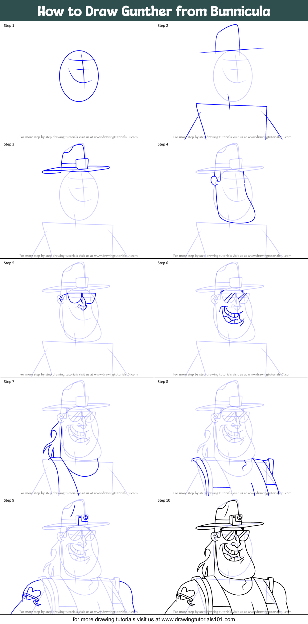 How to Draw Gunther from Bunnicula Printable Step by Step