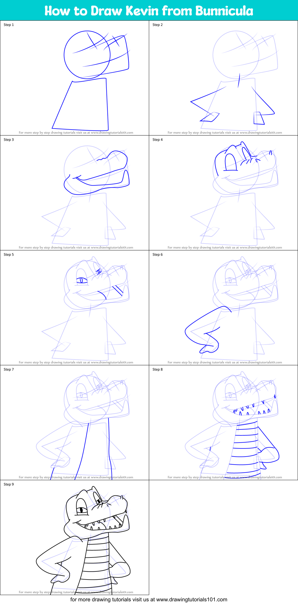 How to Draw Kevin from Bunnicula Printable Step by Step