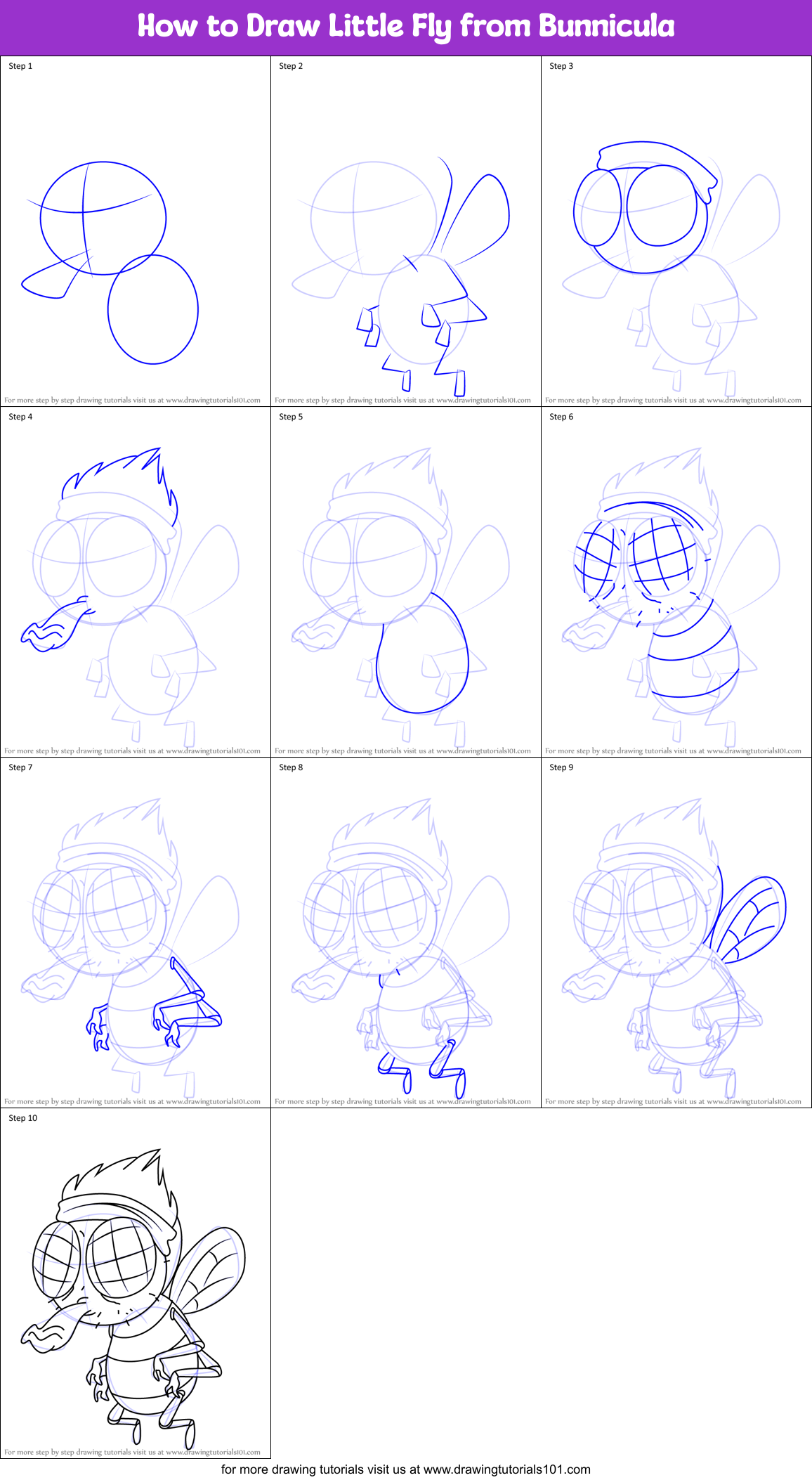 How to Draw Little Fly from Bunnicula Printable Step by Step