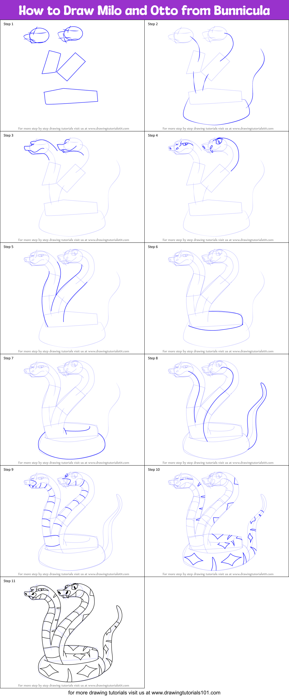 How to Draw Milo and Otto from Bunnicula Printable Step by Step