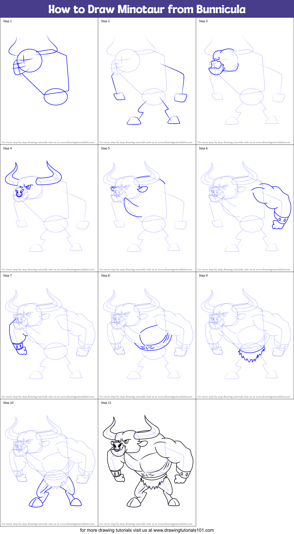 How to Draw Minotaur from Bunnicula Printable Step by Step