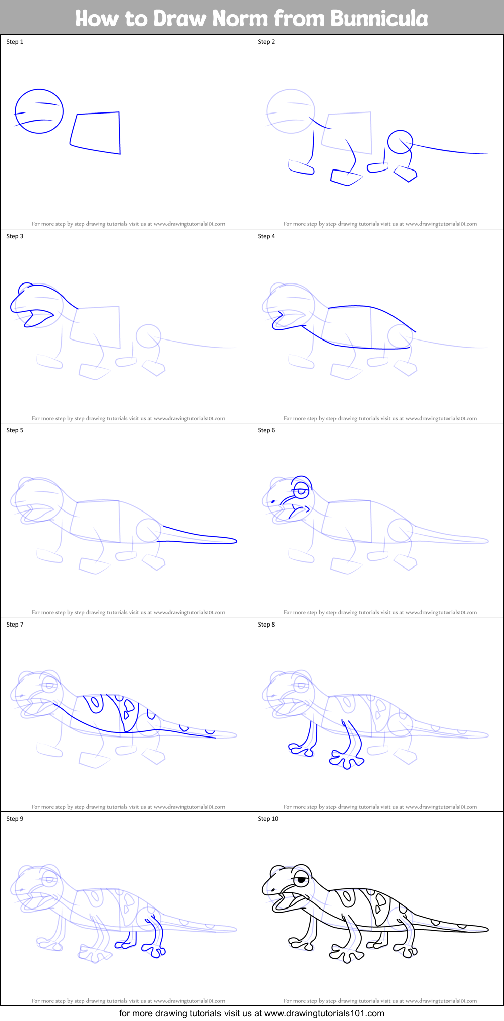 How to Draw Norm from Bunnicula Printable Step by Step