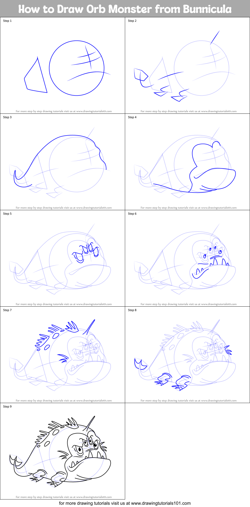 How to Draw Orb Monster from Bunnicula Printable Step by Step