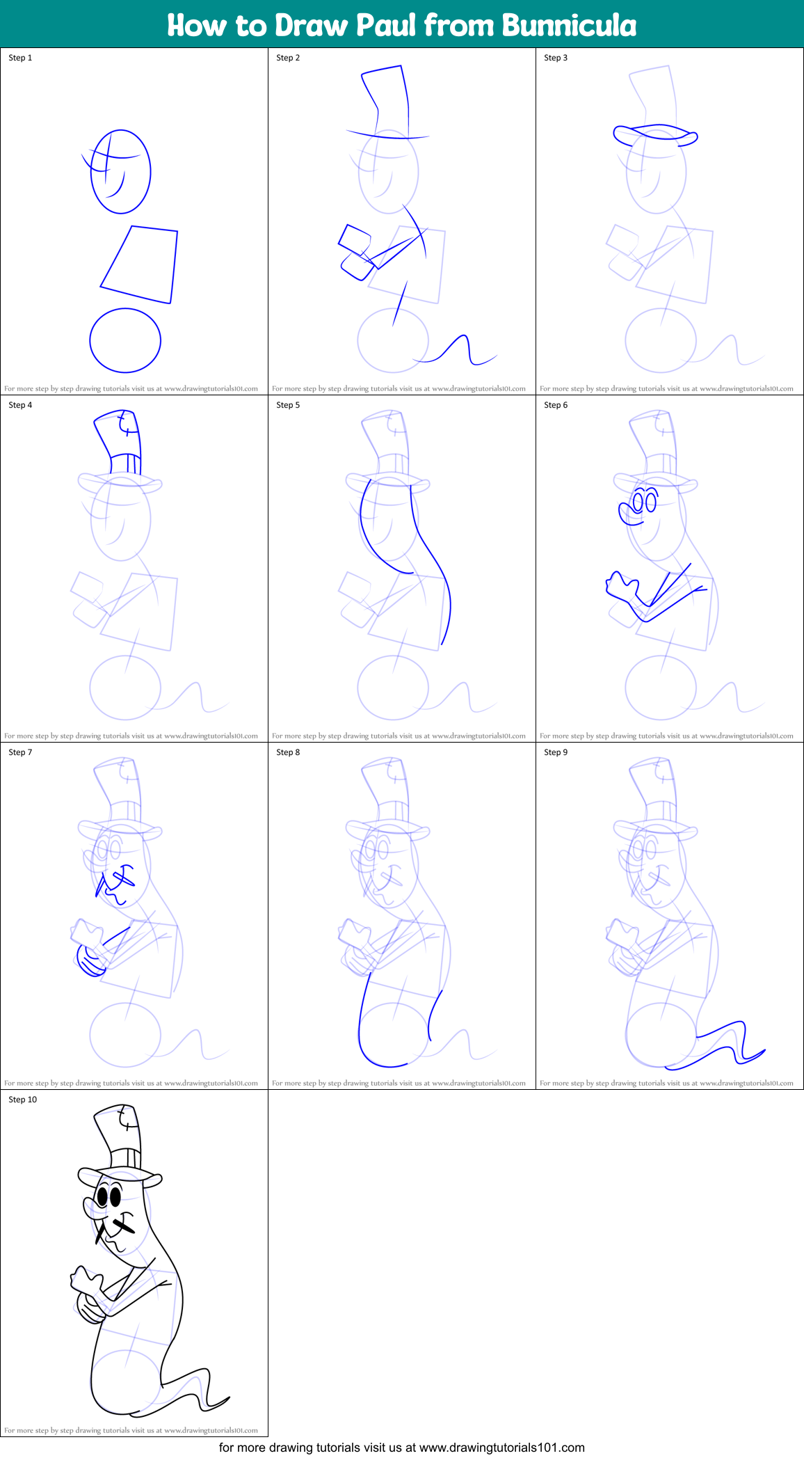 How to Draw Paul from Bunnicula Printable Step by Step
