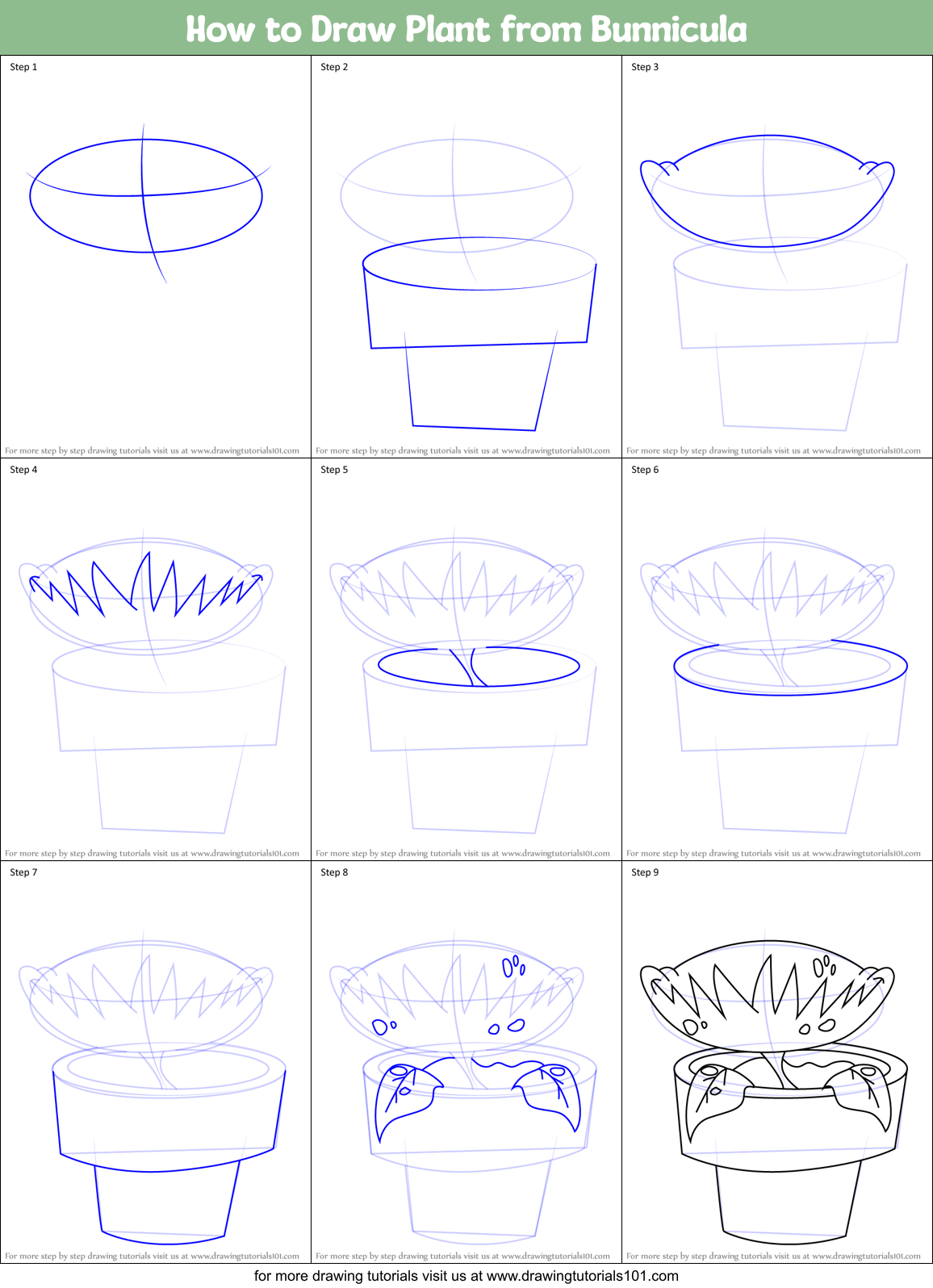 How to Draw Plant from Bunnicula Printable Step by Step