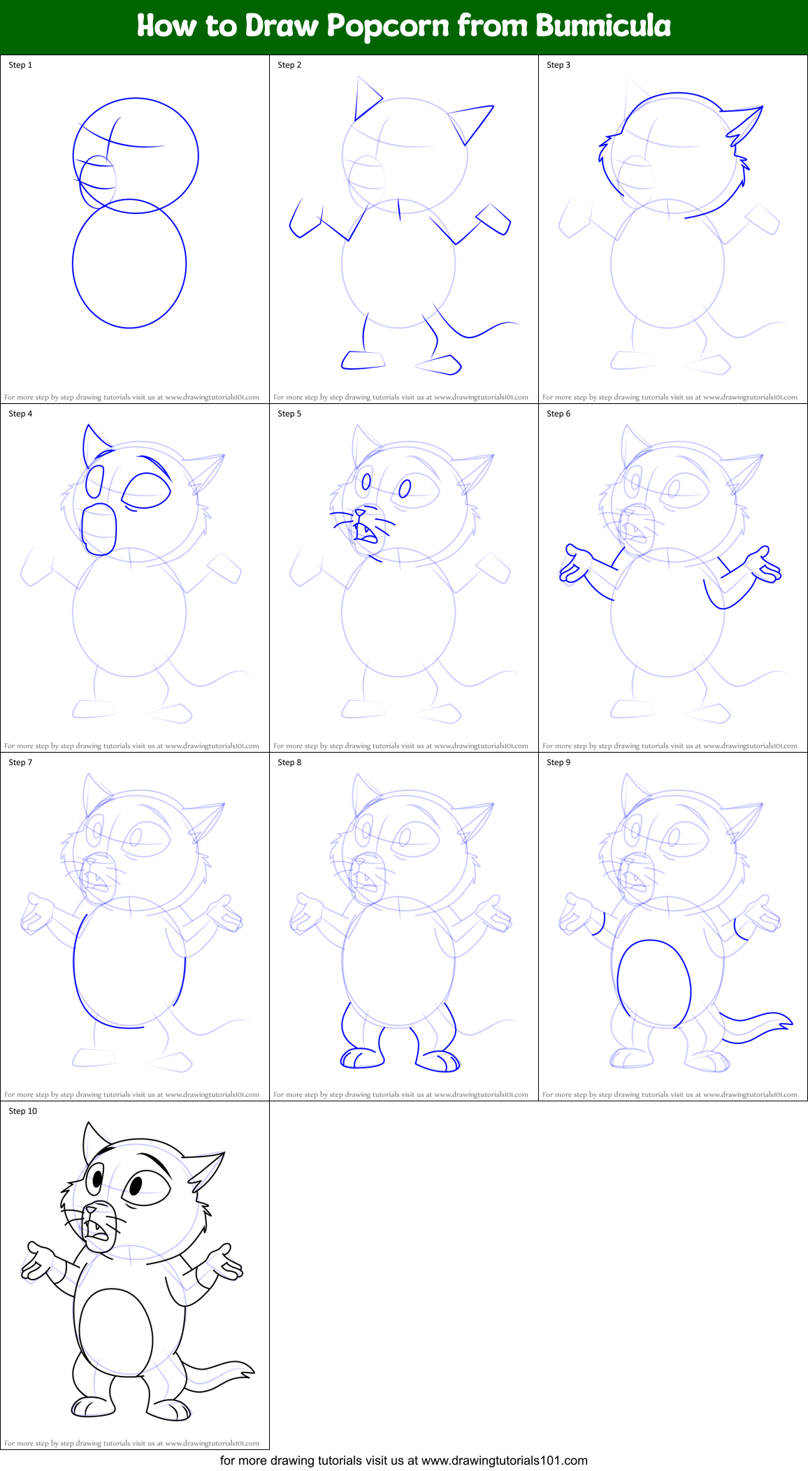 How to Draw Popcorn from Bunnicula Printable Step by Step