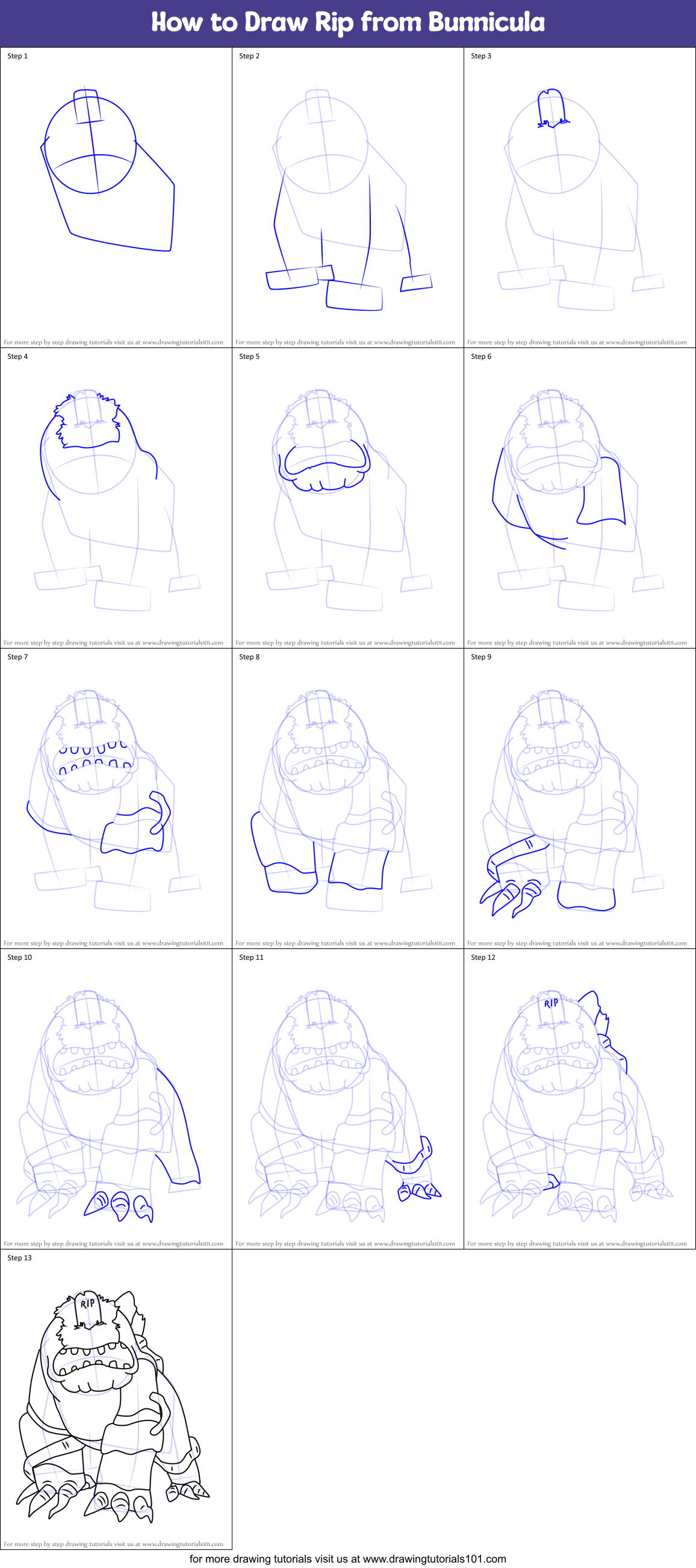 How to Draw Rip from Bunnicula Printable Step by Step