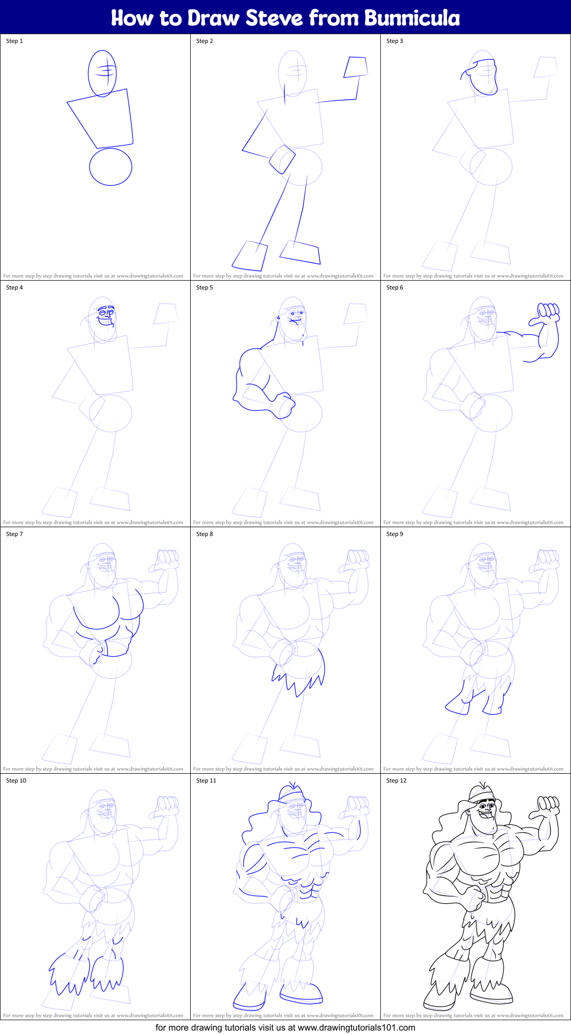 How to Draw Steve from Bunnicula Printable Step by Step