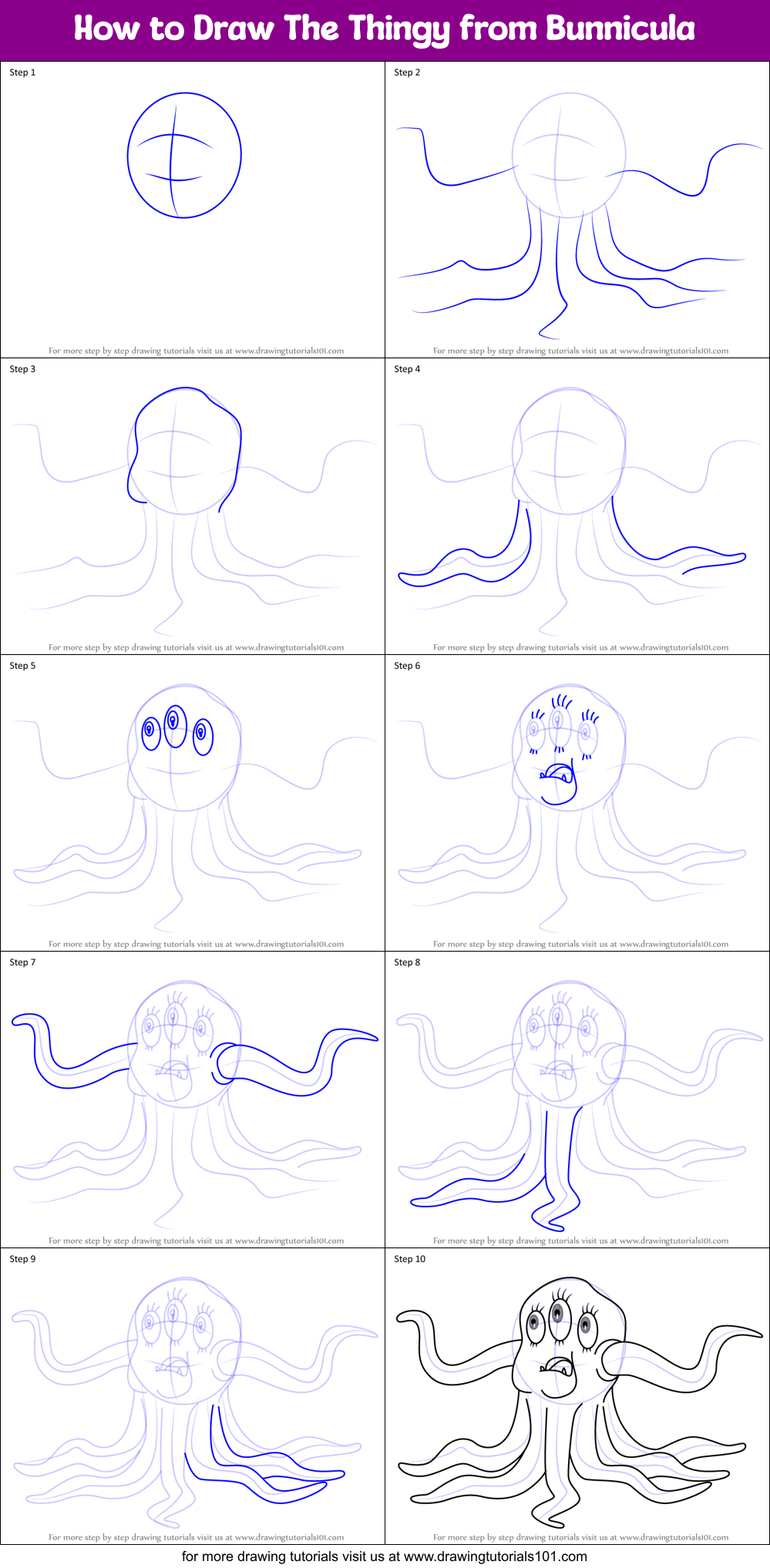 How to Draw The Thingy from Bunnicula Printable Step by Step