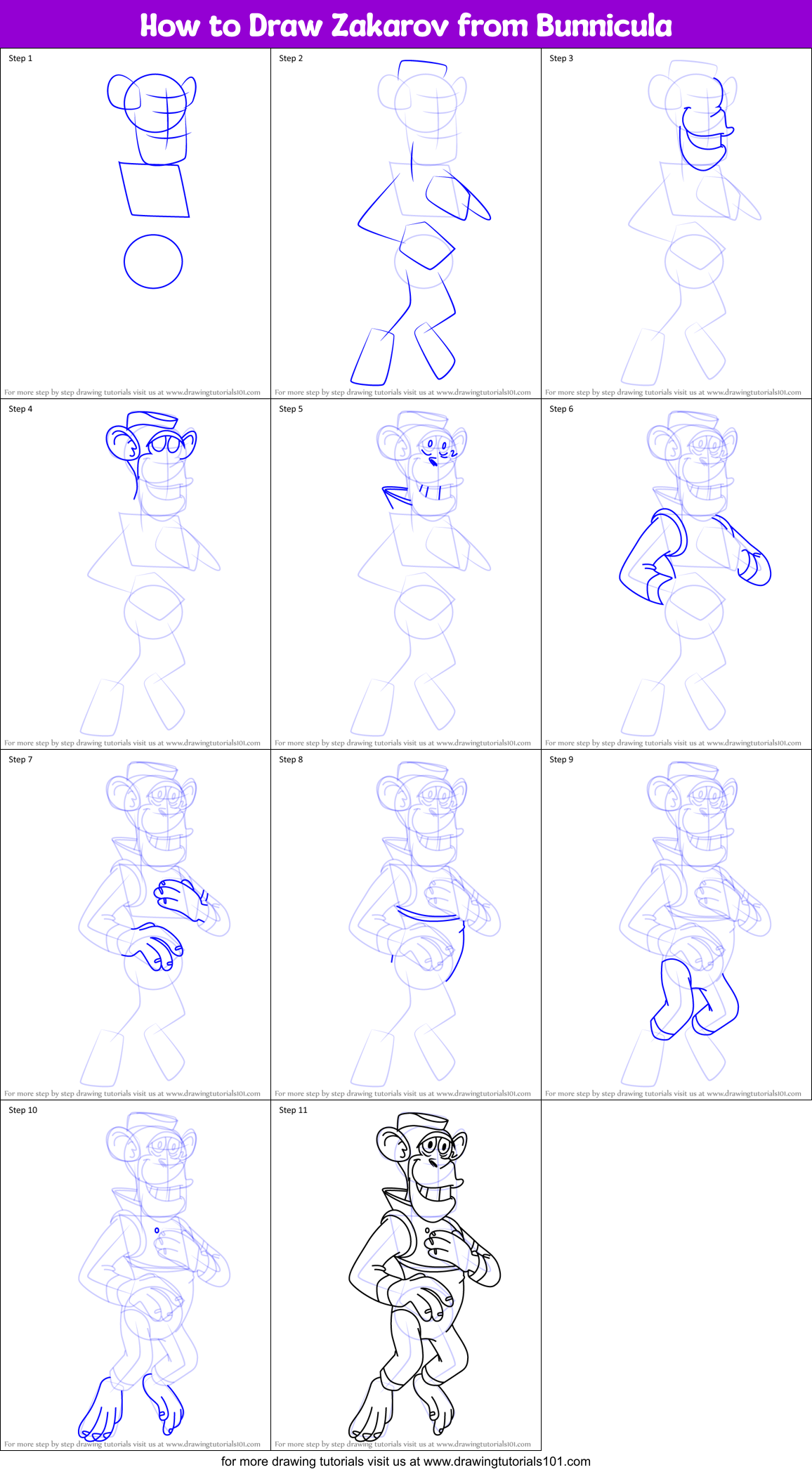 How to Draw Zakarov from Bunnicula Printable Step by Step