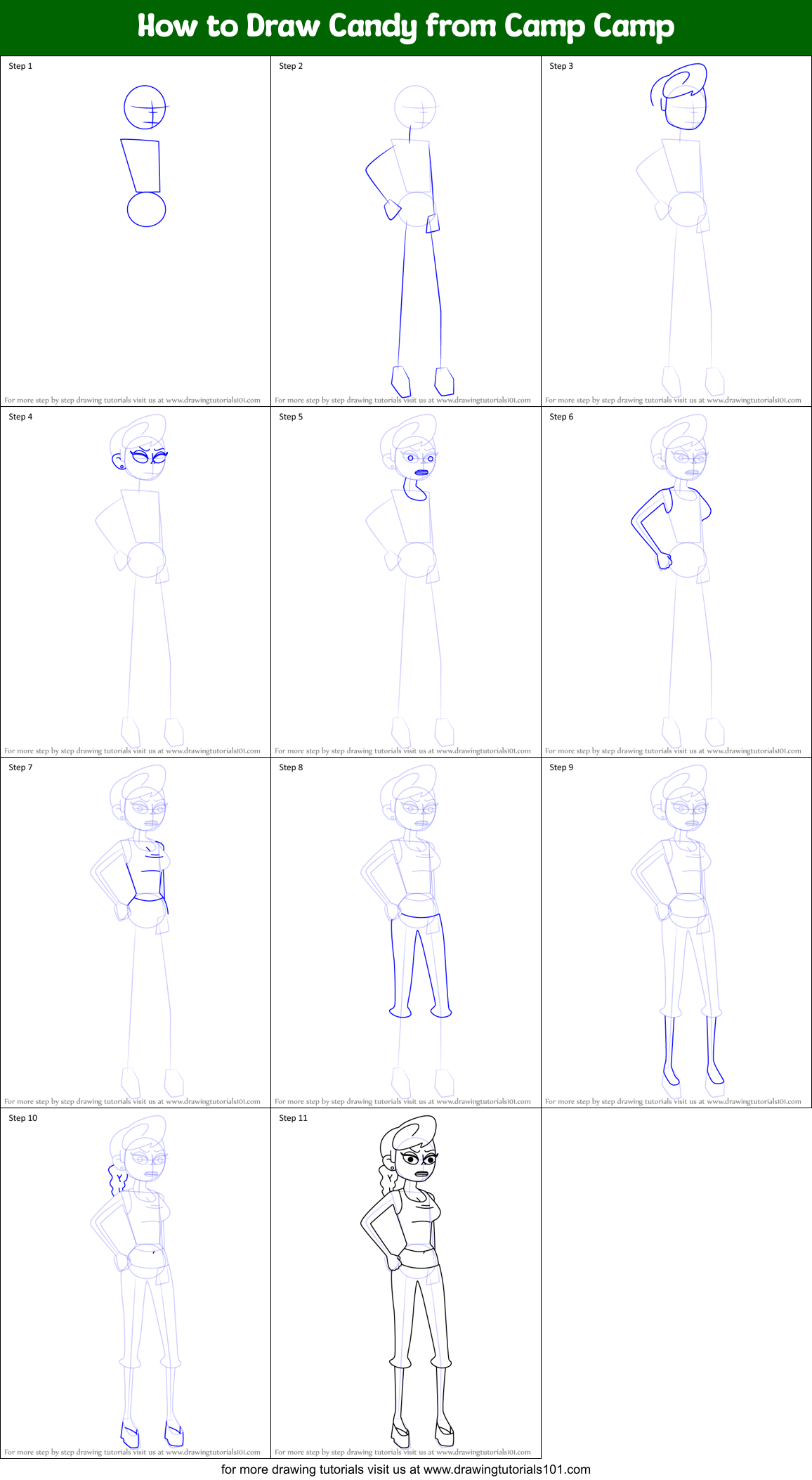 How to Draw Candy from Camp Camp Printable Step by Step