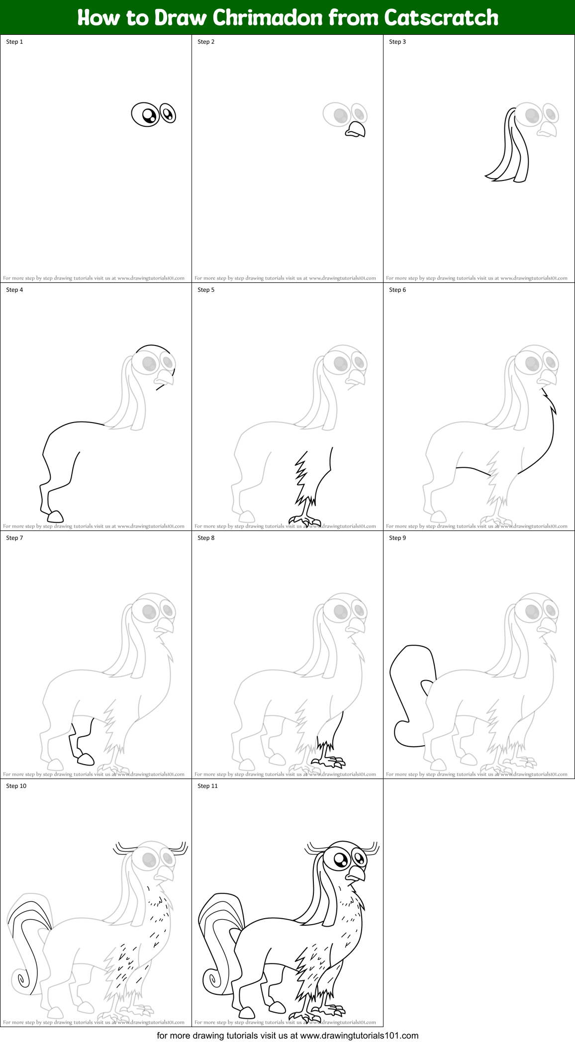 How to Draw Chrimadon from Catscratch Printable Step by Step