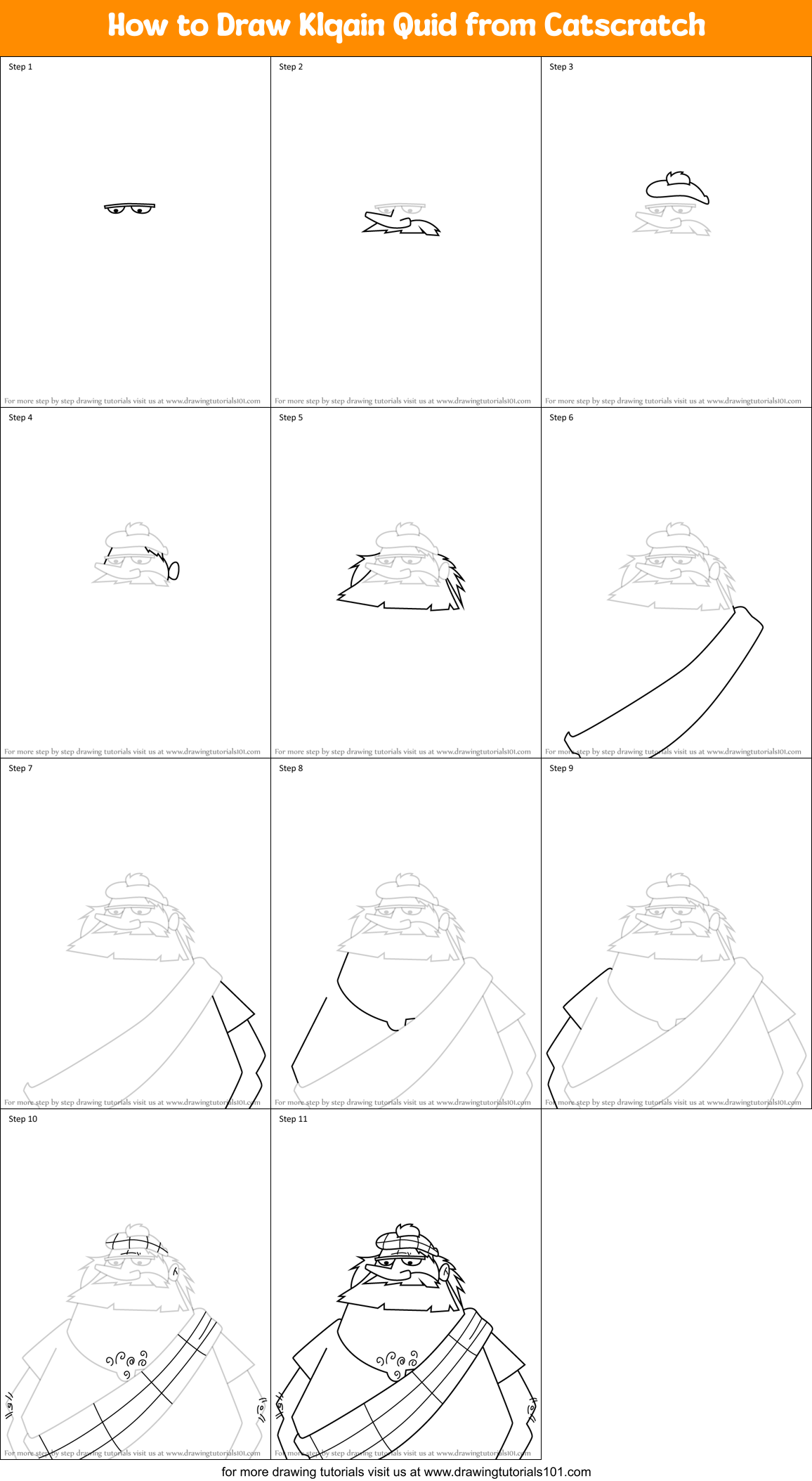 How to Draw Klqain Quid from Catscratch Printable Step by Step