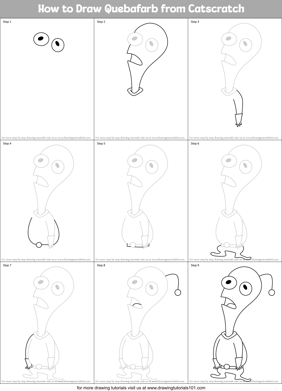 How to Draw Quebafarb from Catscratch Printable Step by Step