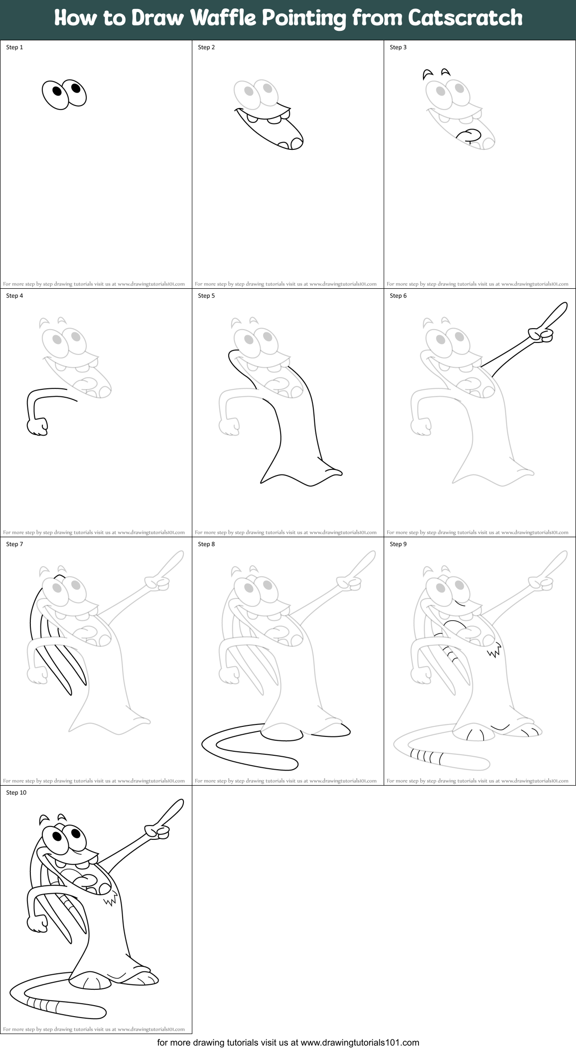 How to Draw Waffle Pointing from Catscratch Printable Step by Step