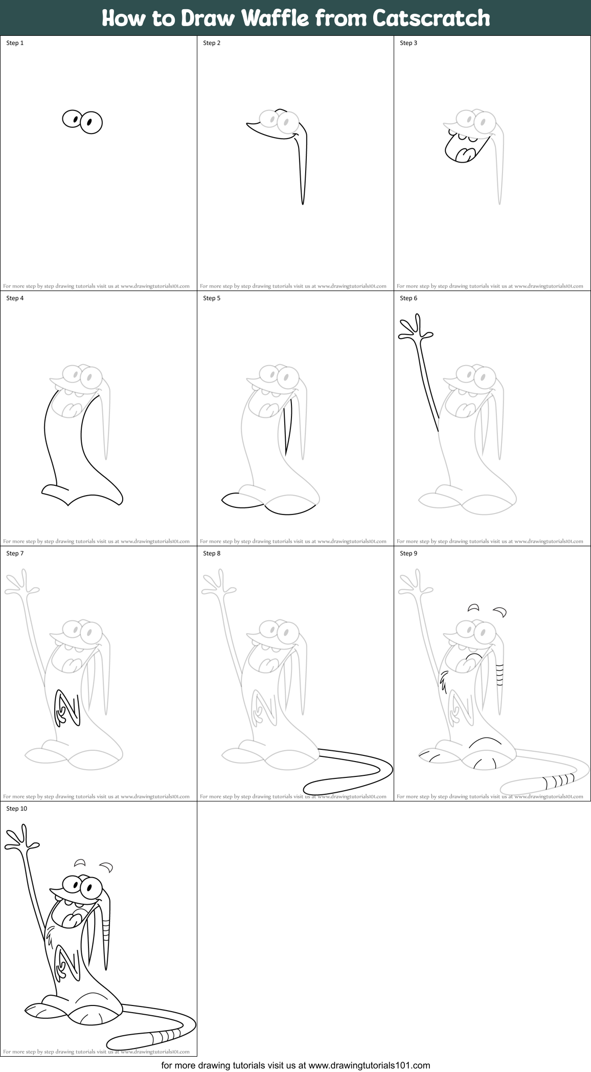 How to Draw Waffle from Catscratch Printable Step by Step