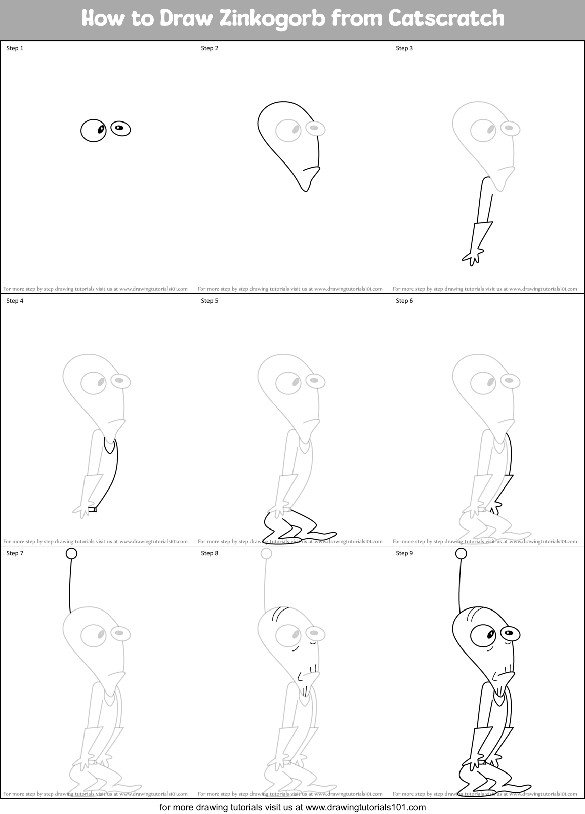 How to Draw Zinkogorb from Catscratch Printable Step by Step