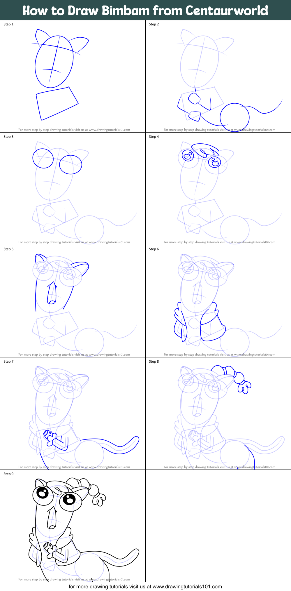 How to Draw Bimbam from Centaurworld Printable Step by Step