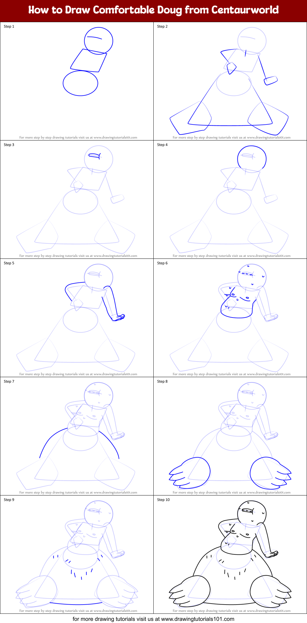 How to Draw Comfortable Doug from Centaurworld Printable Step by Step