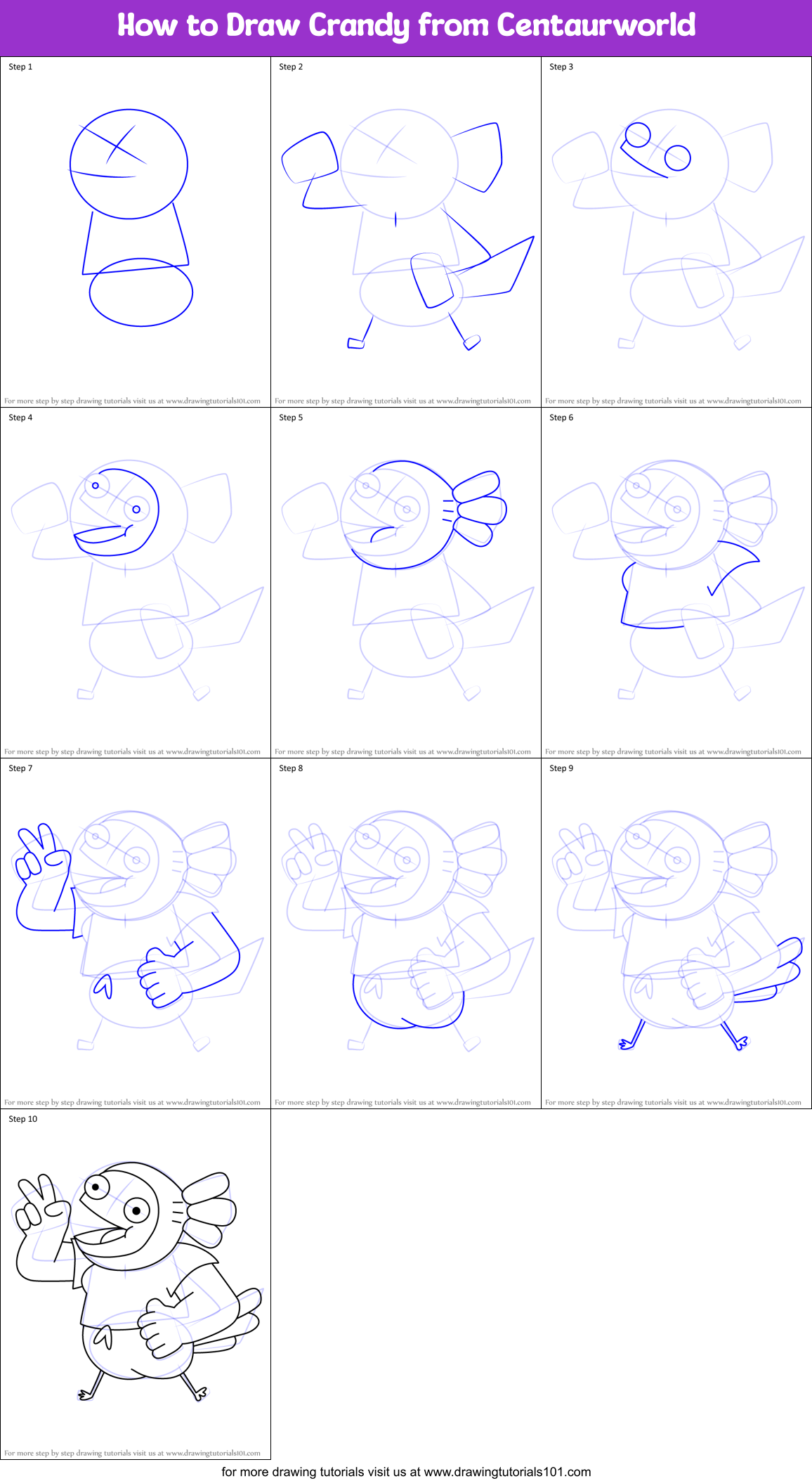 How to Draw Crandy from Centaurworld Printable Step by Step