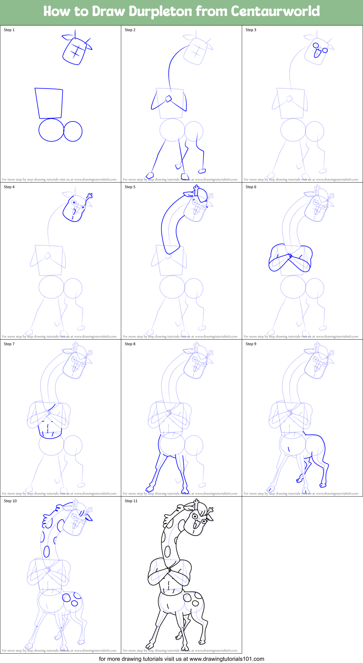 How to Draw Durpleton from Centaurworld Printable Step by Step