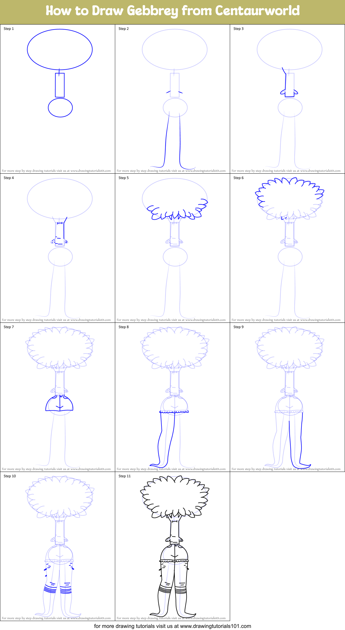 How to Draw Gebbrey from Centaurworld Printable Step by Step