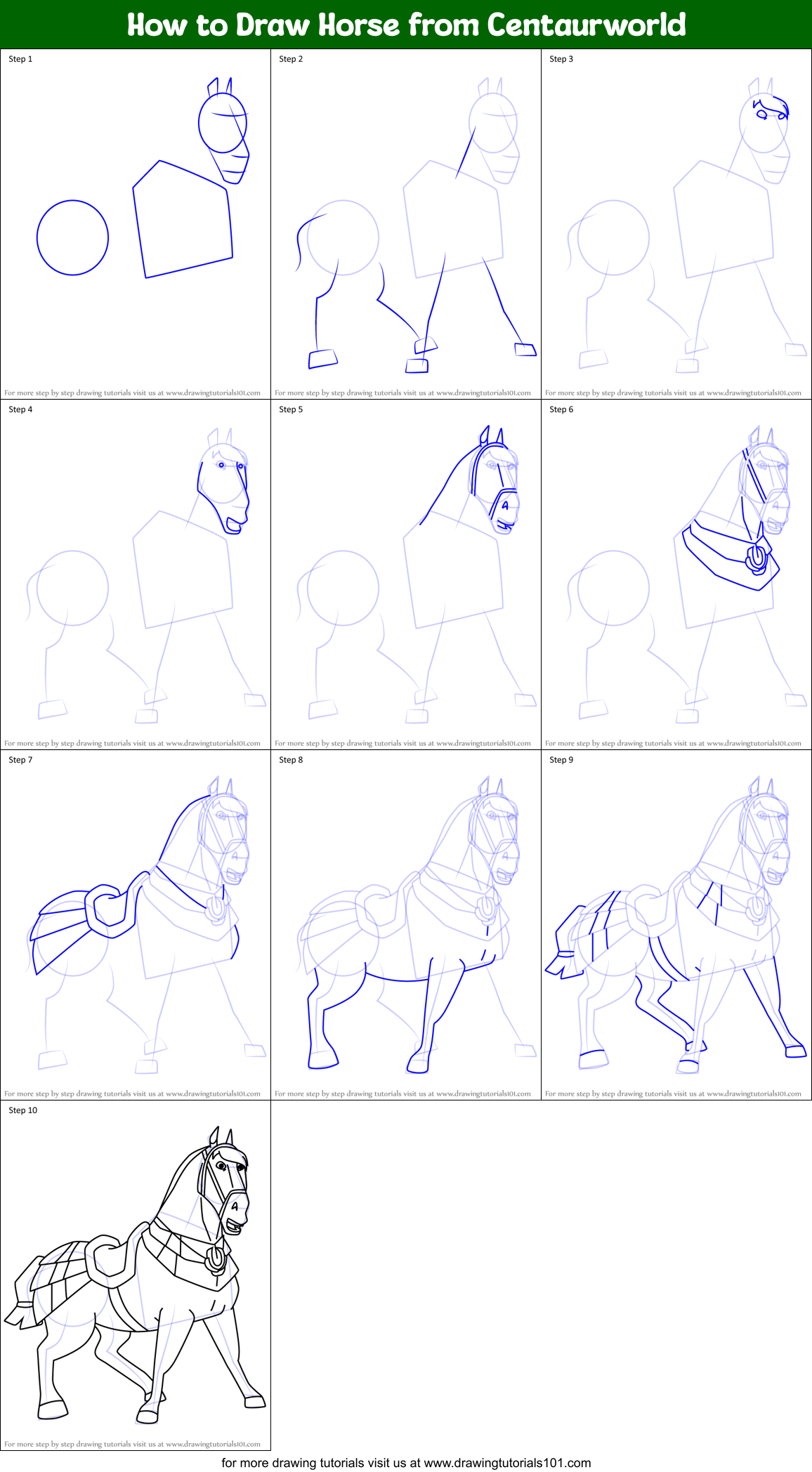 How to Draw Horse from Centaurworld Printable Step by Step
