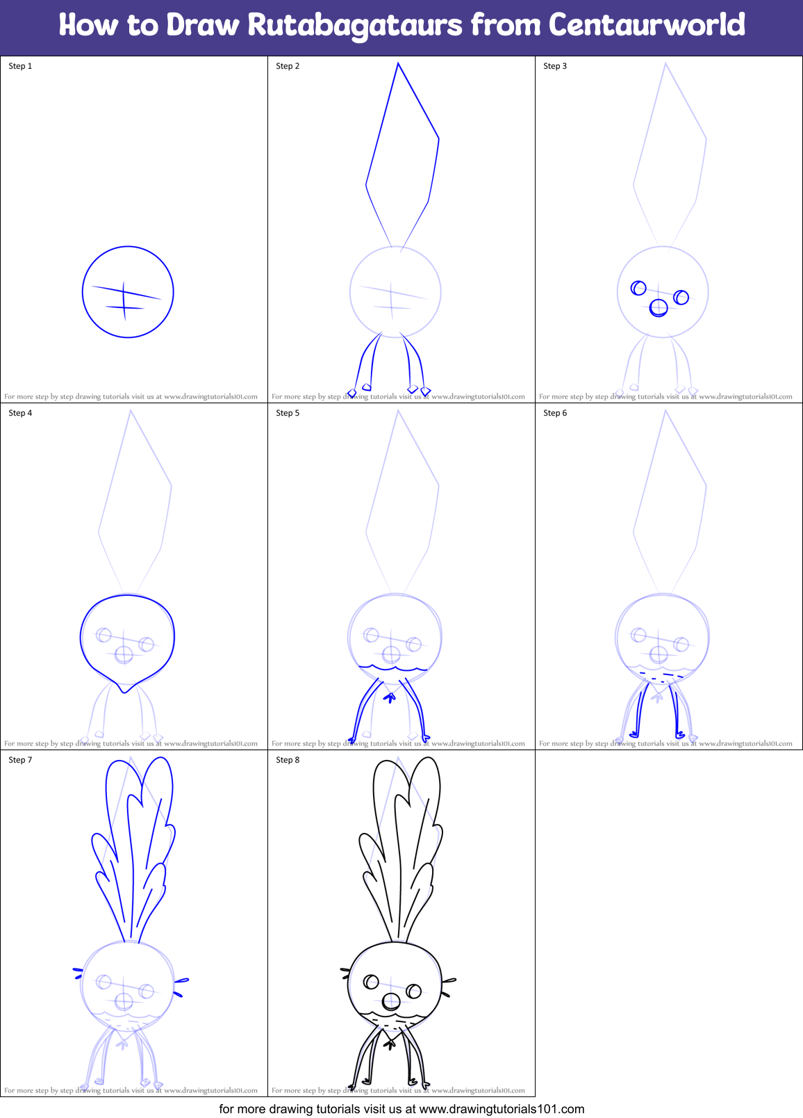 How to Draw Rutabagataurs from Centaurworld Printable Step by Step