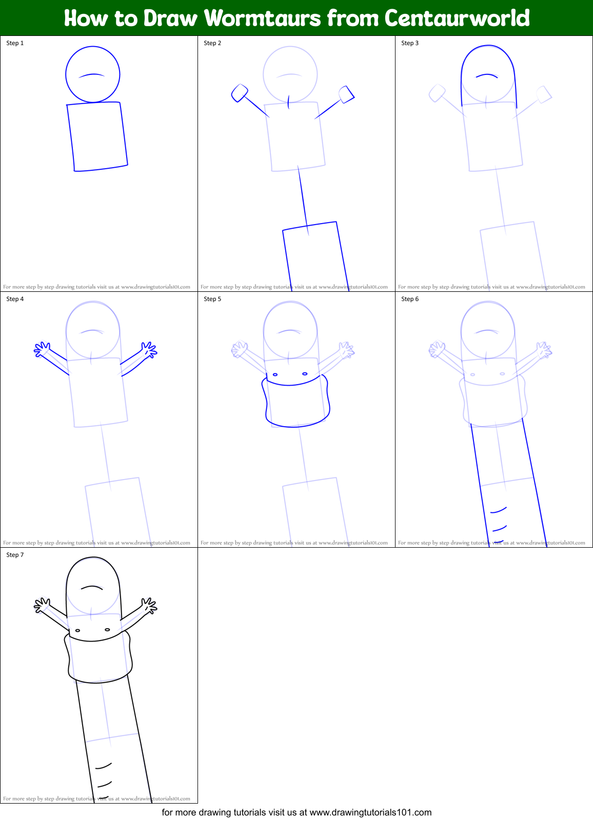 How to Draw Wormtaurs from Centaurworld Printable Step by Step