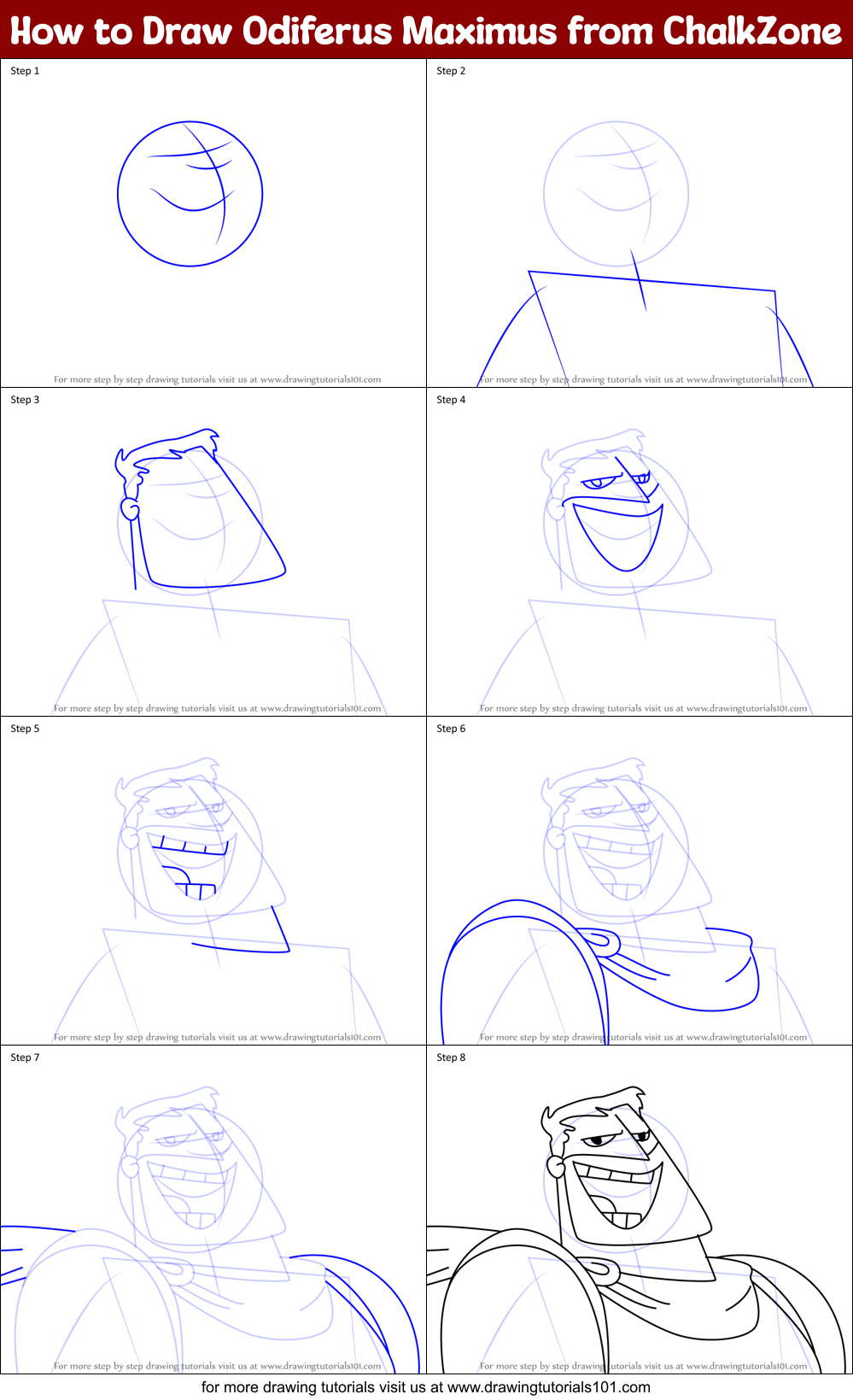 How to Draw Odiferus Maximus from ChalkZone Printable Step by Step