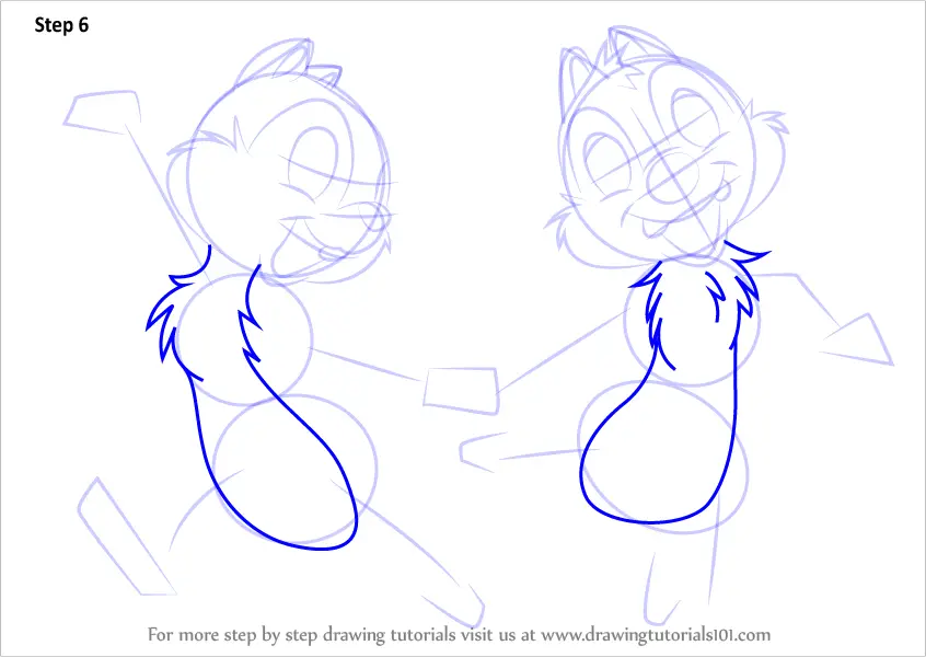 Learn How to Draw Chip and Dale (Chip 'n' Dale) Step by Step : Drawing