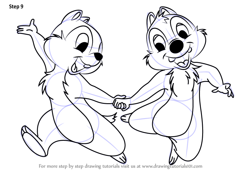 Learn How to Draw Chip and Dale (Chip 'n' Dale) Step by ...