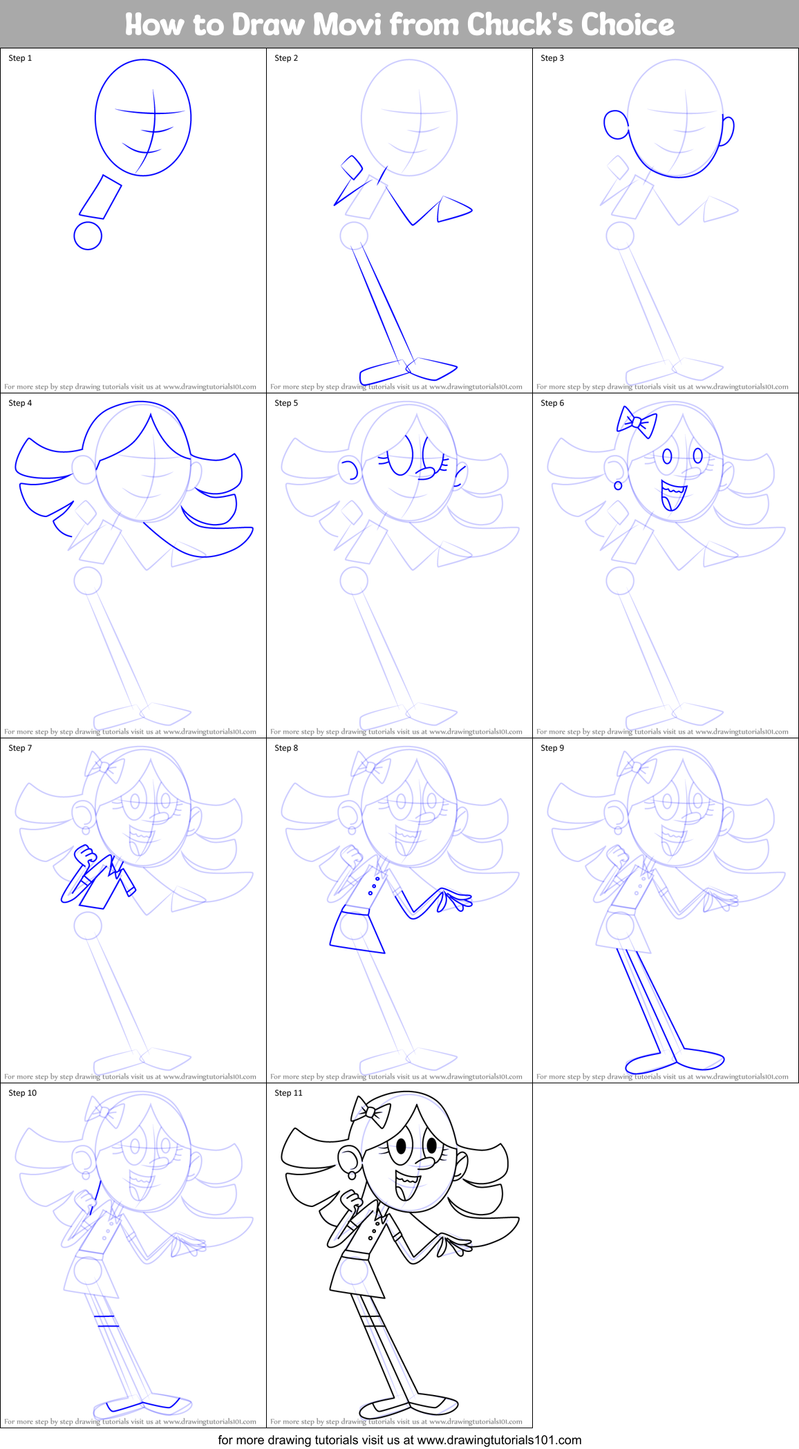 How to Draw Movi from Chuck's Choice Printable Step by Step