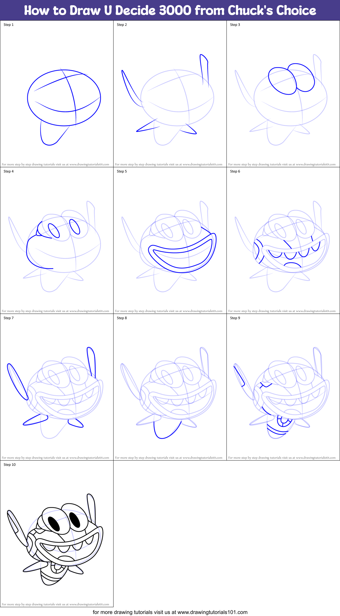 How to Draw U Decide 3000 from Chuck's Choice Printable Step by Step