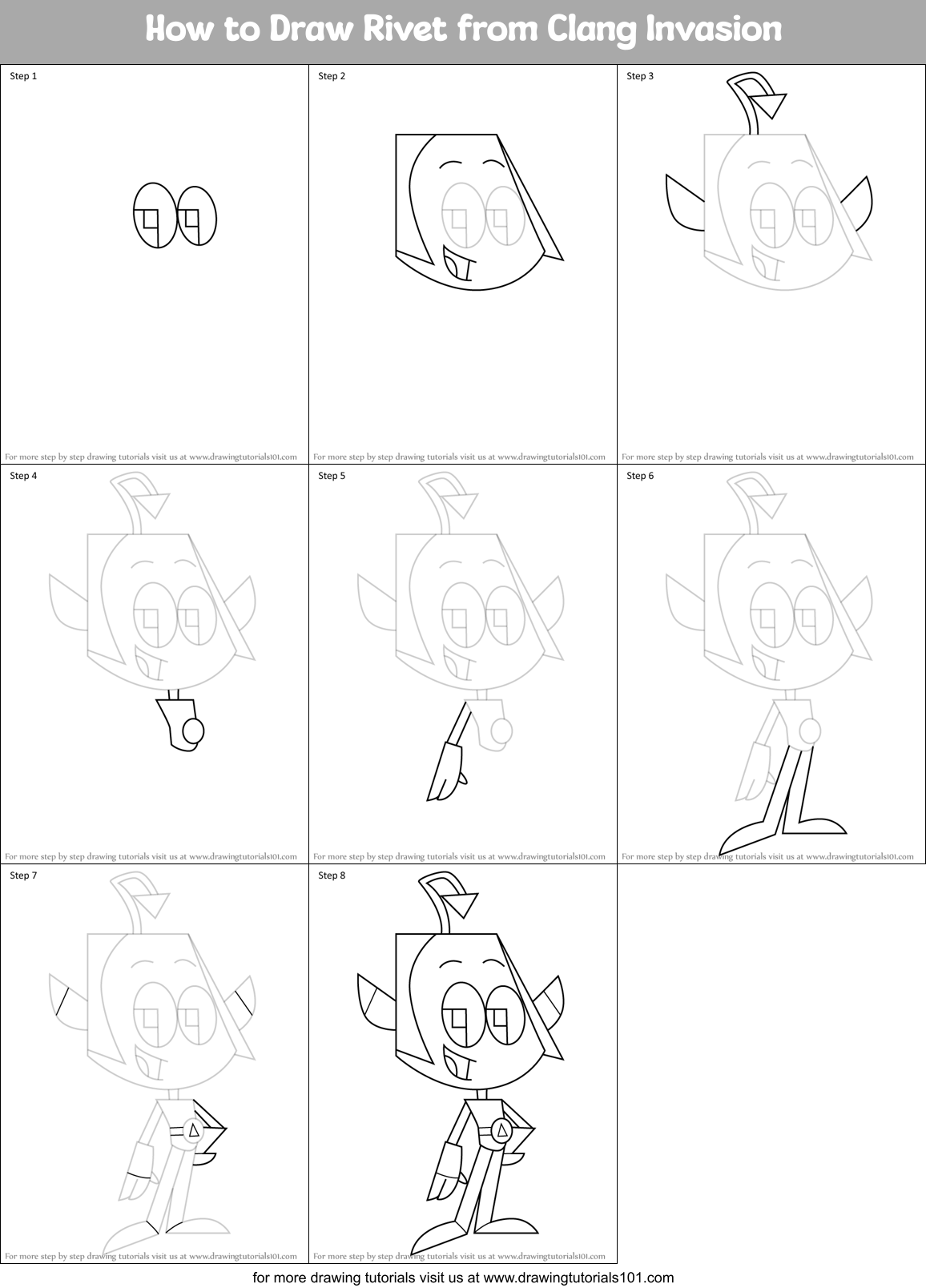 How to Draw Rivet from Clang Invasion Printable Step by Step