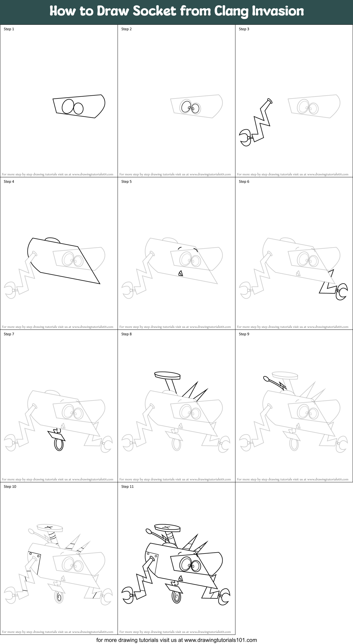 How to Draw Socket from Clang Invasion Printable Step by Step