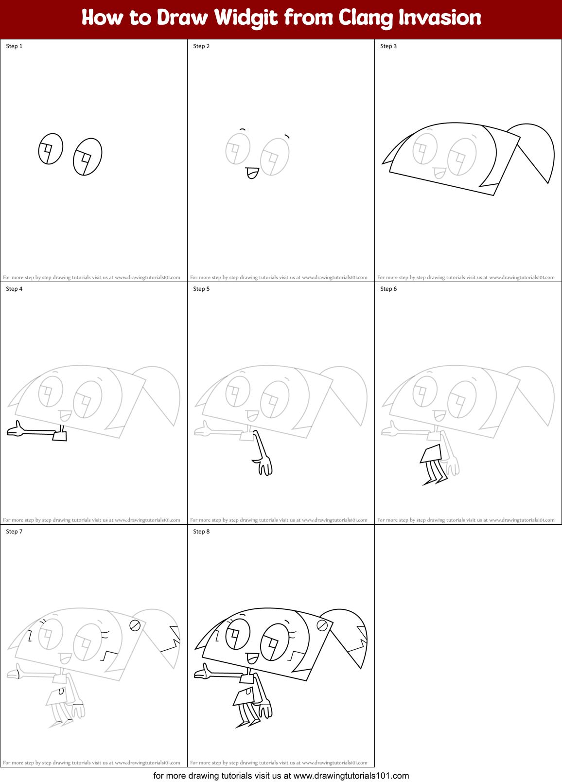 How to Draw Widgit from Clang Invasion Printable Step by Step