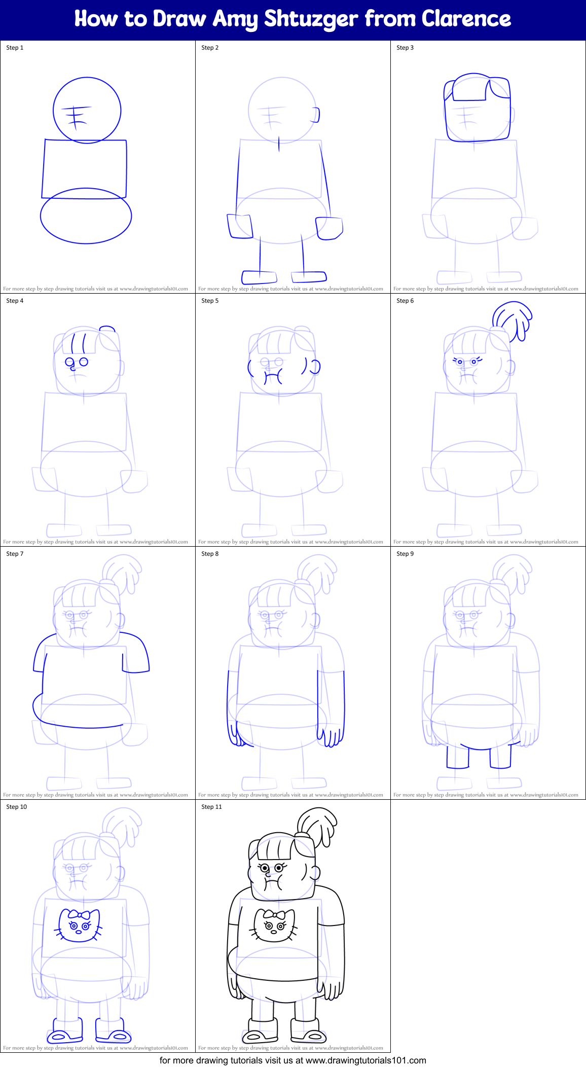 How to Draw Amy Shtuzger from Clarence Printable Step by Step
