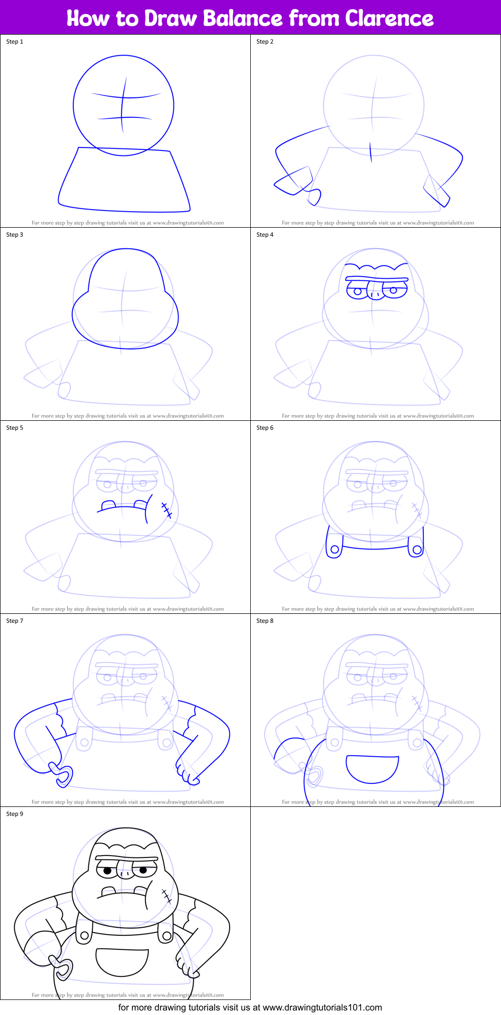 How to Draw Balance from Clarence Printable Step by Step