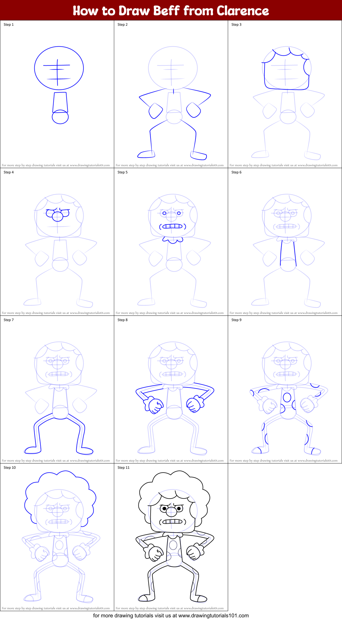 How to Draw Beff from Clarence Printable Step by Step