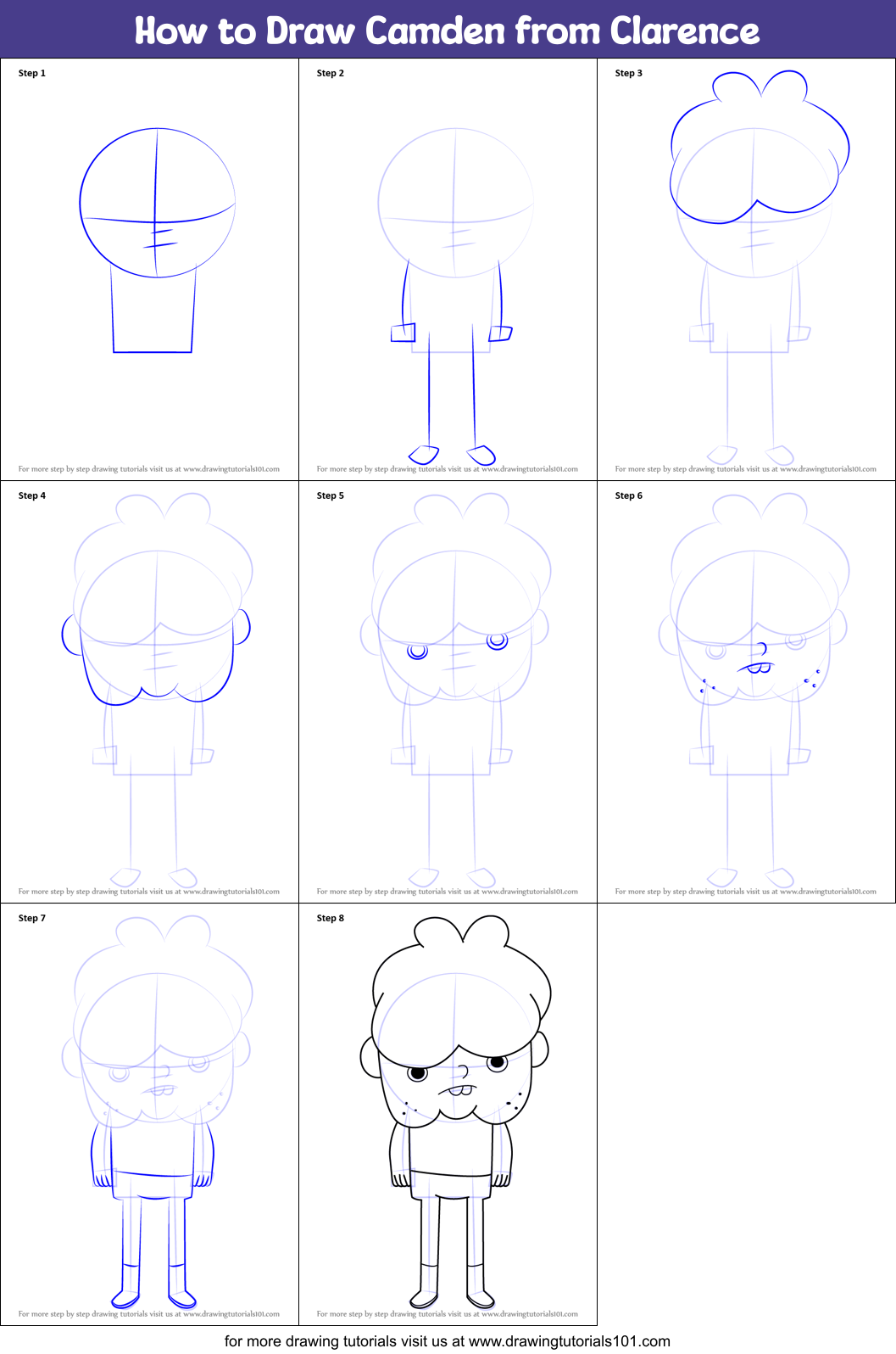 How to Draw Camden from Clarence Printable Step by Step