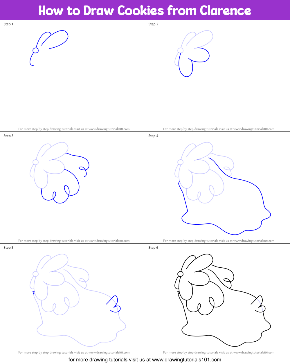 How to Draw Cookies from Clarence Printable Step by Step